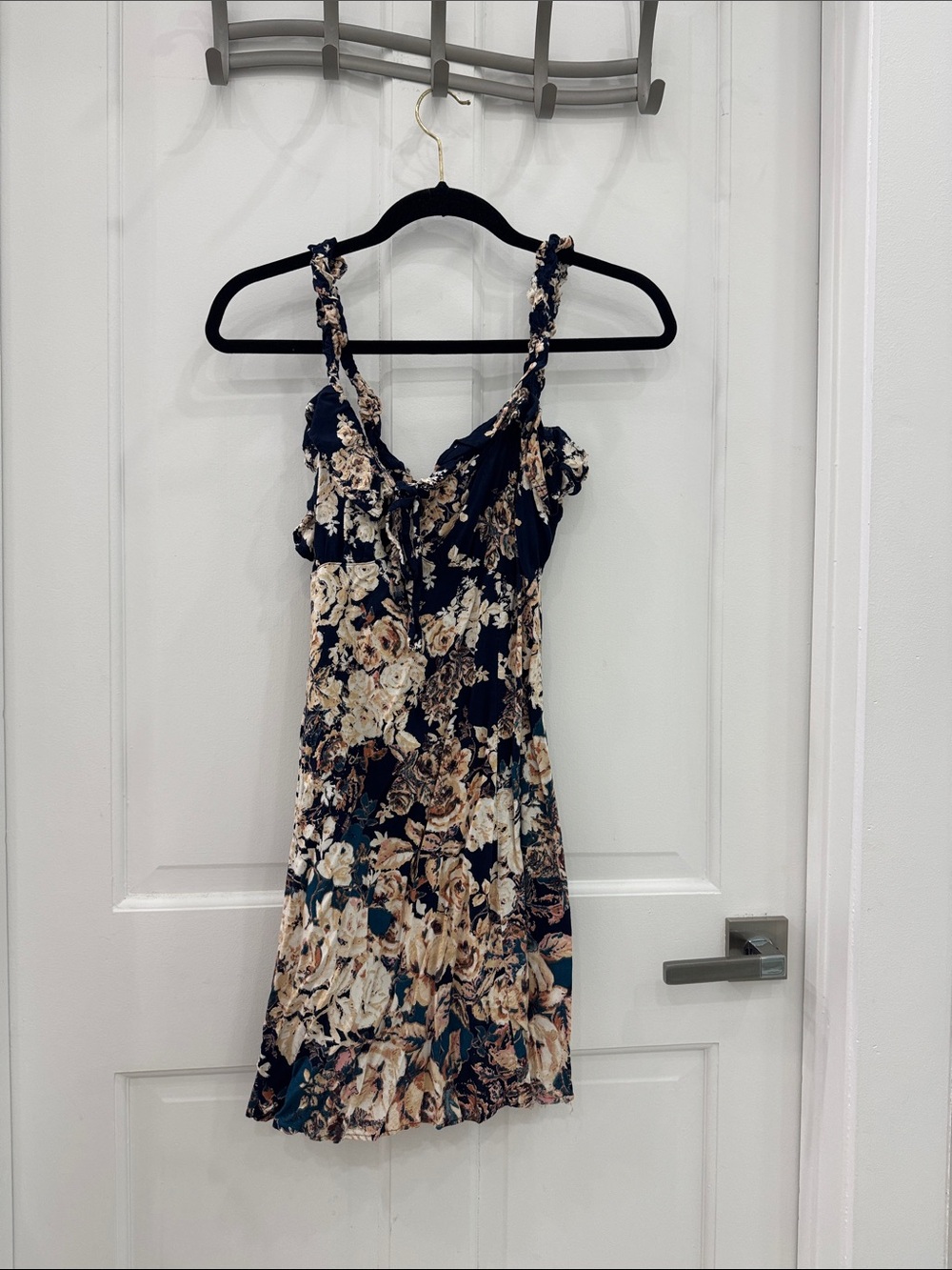 Nostalgia Navy Floral Tie-Front Mini Dress